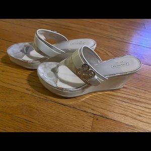 Coach white wedge sandles